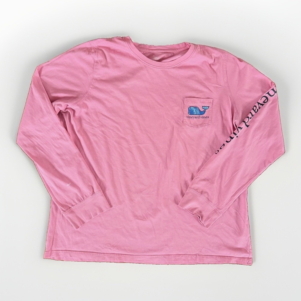 Vineyard Vines Youth Pink Long Sleeve Whale Graphic Crew Neck Cotton Tee XL
